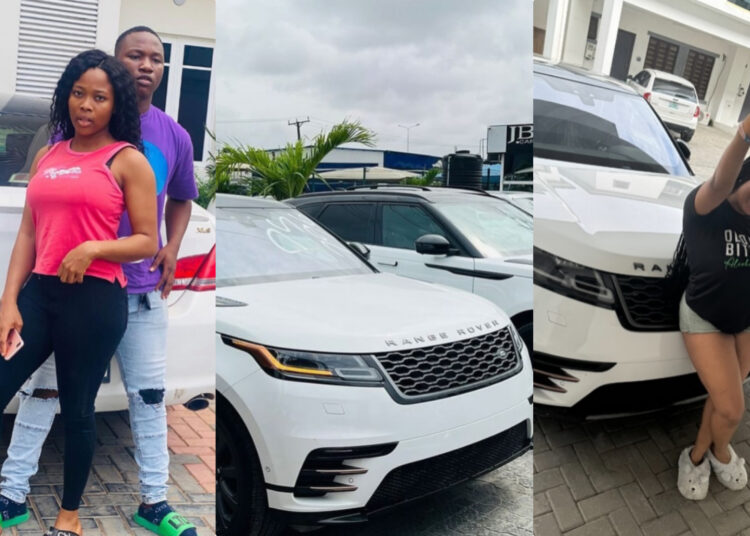 “Na girl wey calm down we go buy motor for” Nigerian big boy says as he surprise his baby mama with N80million Range Rover Sport Car