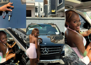 22 years old  Content Creator Saida Boj losses her coolness as she splashes 252 million naira in a new Mercedes Benz. Making it her second car she has aqcuisted