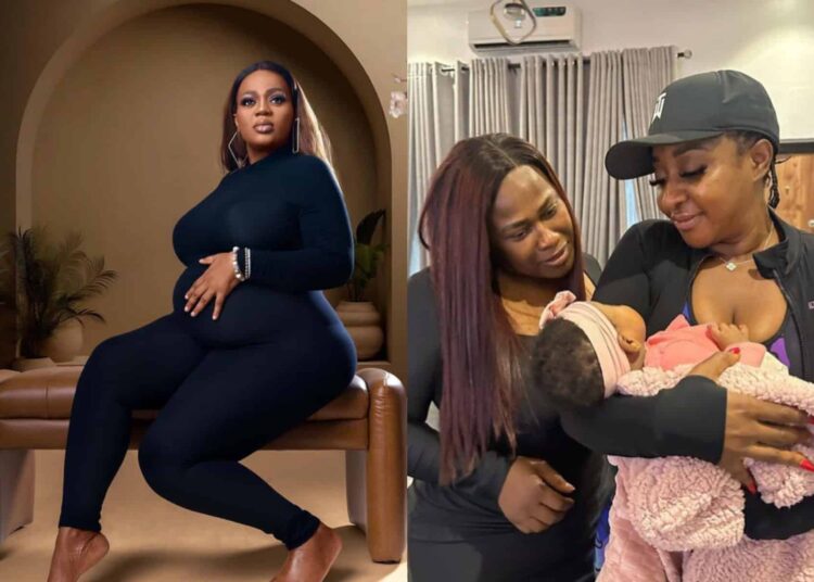 “My Goddaughter is so beautiful”- Chinney Love Thanks Uche Jombo and Ini Edo for Visiting Her Newborn