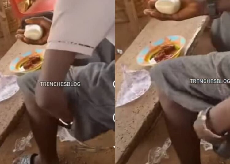 Never Be Caught Unfresh As Hilarious Moment as Man Pulls Out Fufu from His Shorts in Viral Video